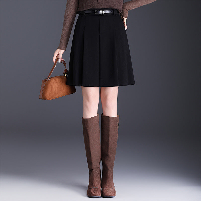 Women's High Waist Pleated A- Line Korean Skirt