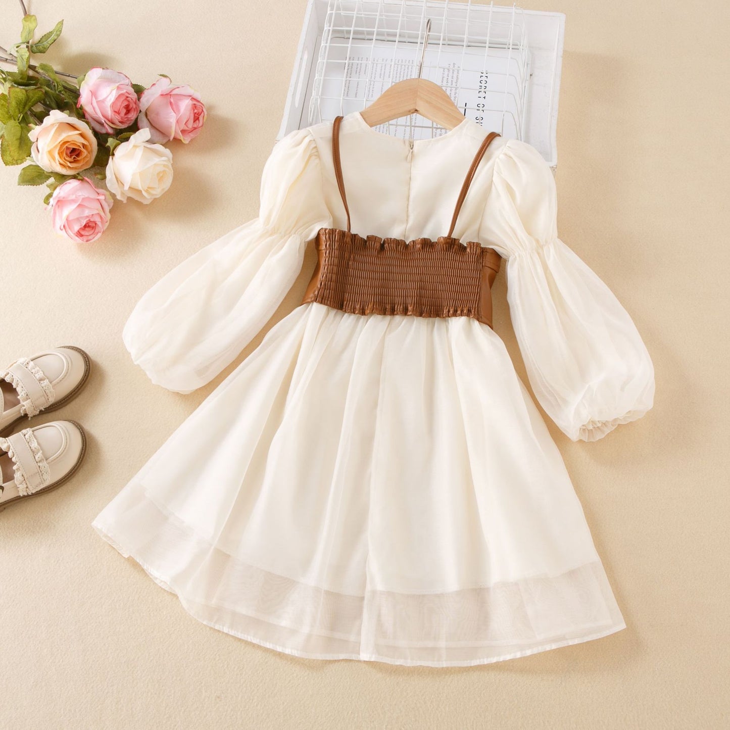 Clothing Autumn Western Style Two-piece Set Twilight Yarn Long Sleeve Children's Dress