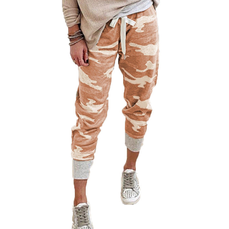 Fashion Women's Camouflage Printed Drawstring Jogging Pants