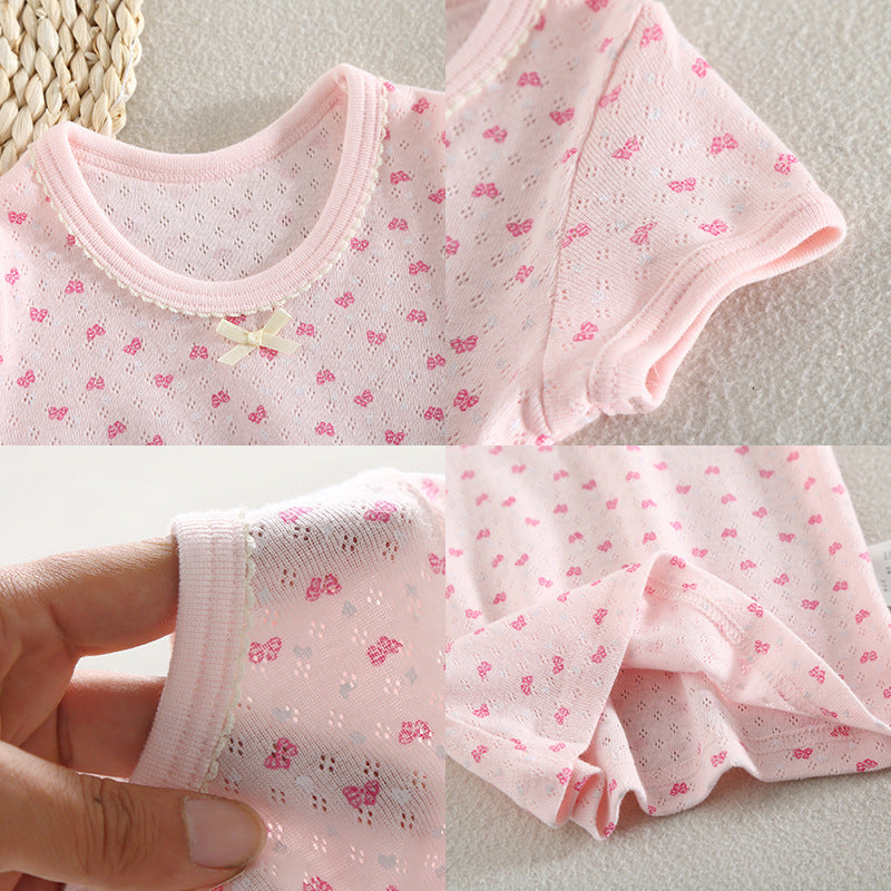 2 Summer Mesh Short-sleeved Cotton Thin Half Sleeve Sleeveless Children's T-shirt