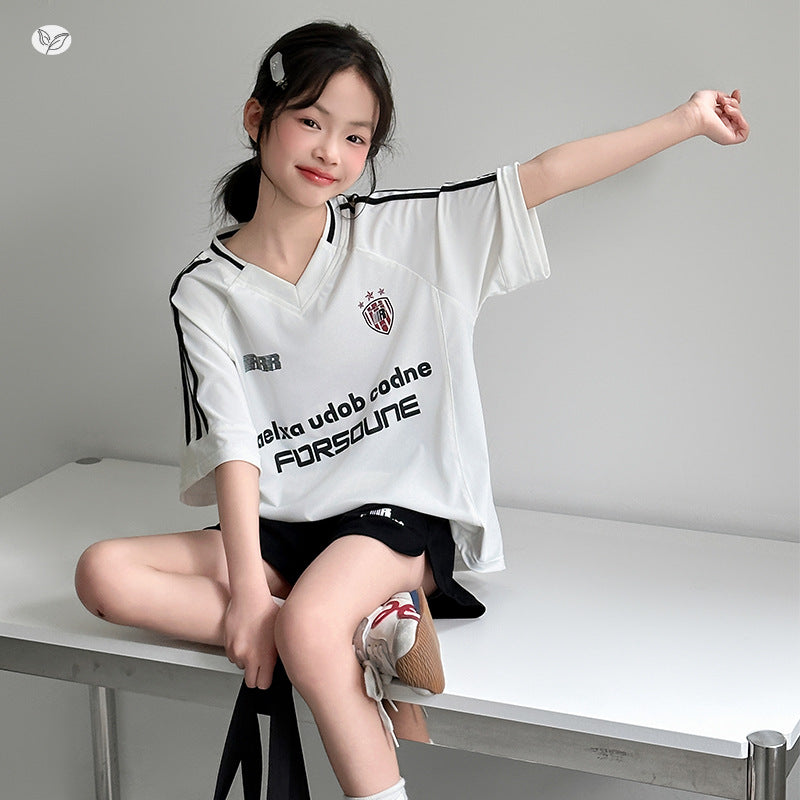 Two-piece Medium Big Summer Loose Short Children's Suit