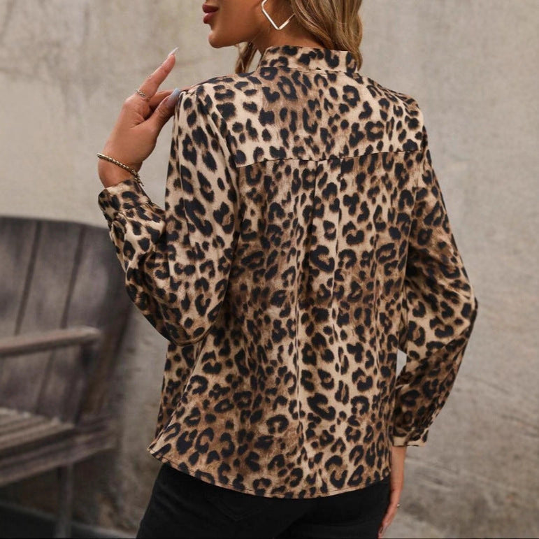 Women's Fashion Leopard Print Loose Shirt Blouse
