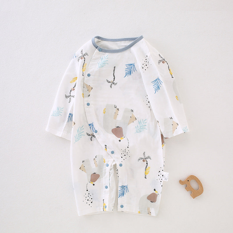 Bamboo Cotton Fiber Air Conditioning Clothes For Babies Class Gauze Jumpsuit, Climbing Suit
