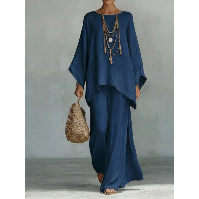 Women's Summer Simple Loose Comfortable Shirt Wide Fashion Casual Suit