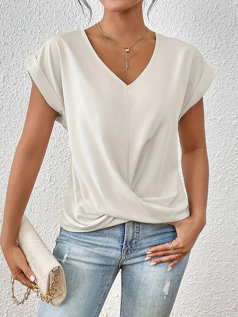 Popular Women's Solid Color Elegant Sleeve Women's T-shirt