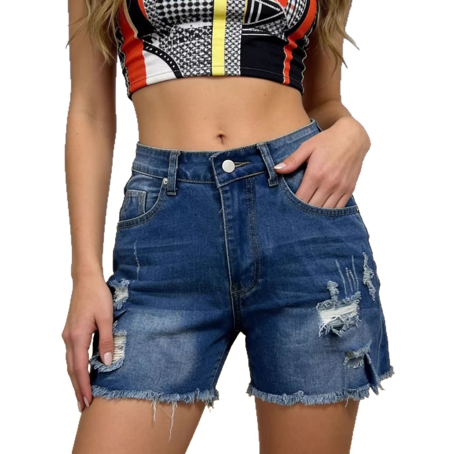 Women's Ripped Slimming Versatile Burr Fashion Trend Women's Jeans
