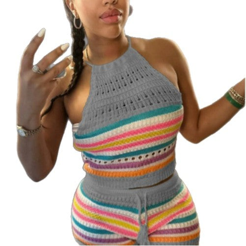 Women's Summer Backless Halter Sheath Tights Fashion Casual Suit