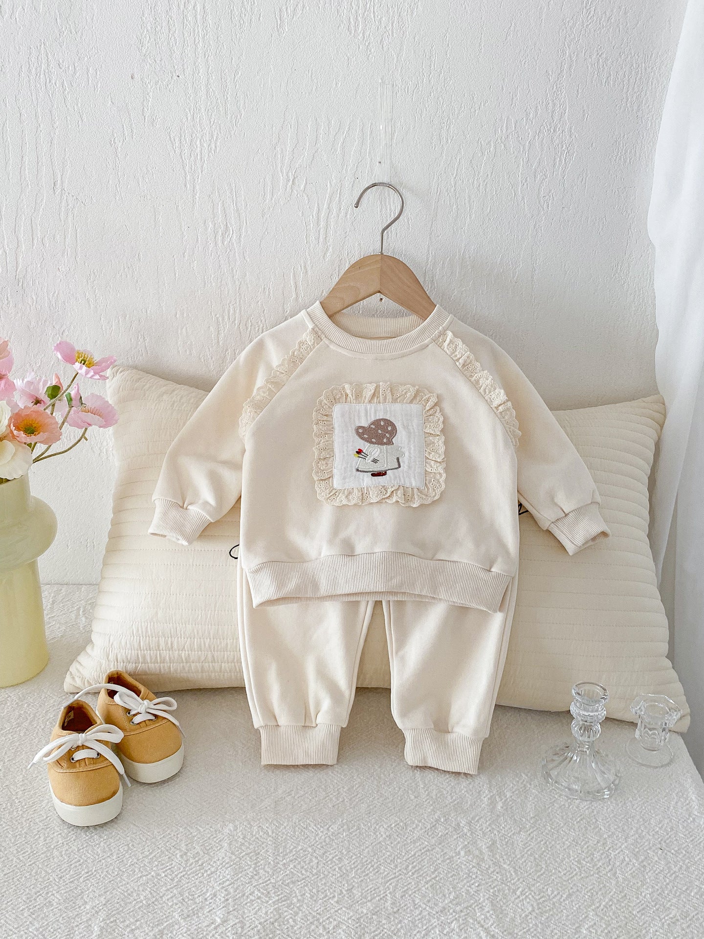 Children's Autumn Clothes Fashion Sweater Pants Lace Children's Suit