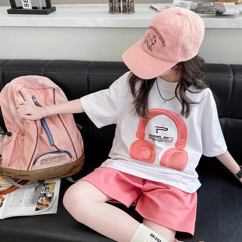 Sleeve T-shirt Top Casual Shorts Two-piece For Children's Suit