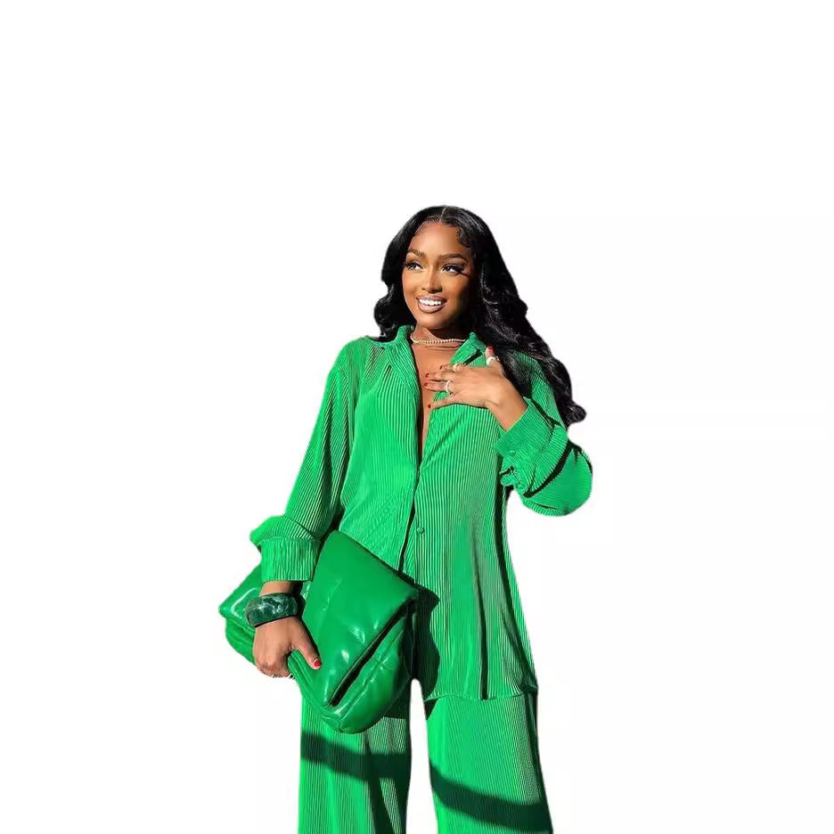 Glamorous Women's Sexy Pleated Loose Multicolor Fashion Casual Suit