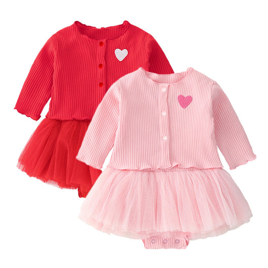 Autumn Summer Jumpsuit Romper Princess Dress Two-piece Born Jumpsuit, Climbing Suit