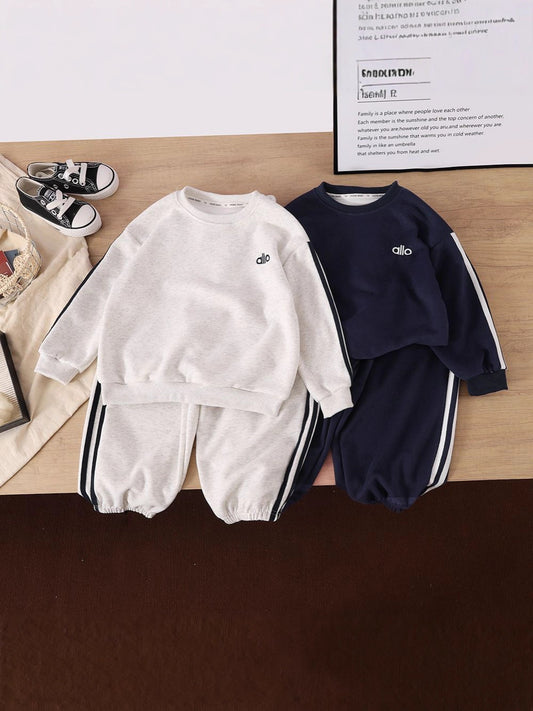Korean Style Sports Autumn Clothes Medium Big Western Sweater Two-piece Children's Suit