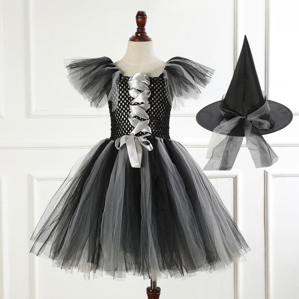 Costume Pettiskirt Performance Skirt Suit Witch Hat Broom Children's Dress