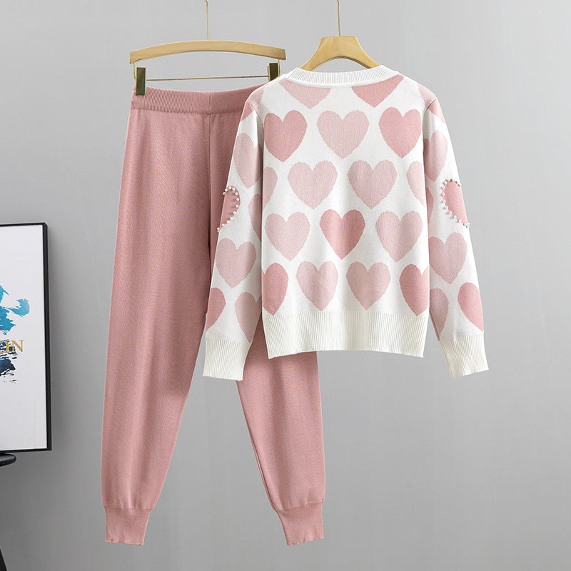 Love Beaded European Goods Female Temperament Fresh Fashion Casual Suit