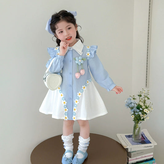 Children's Autumn Clothes Fashion Sweet Long Sleeve Shirt Skirt Fashionable Children's Dress