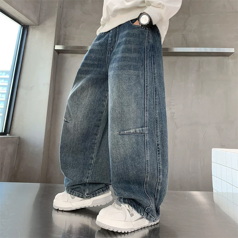 Children's Jeans Fashionable Spring Trousers Big Boys Straight Children's Pants