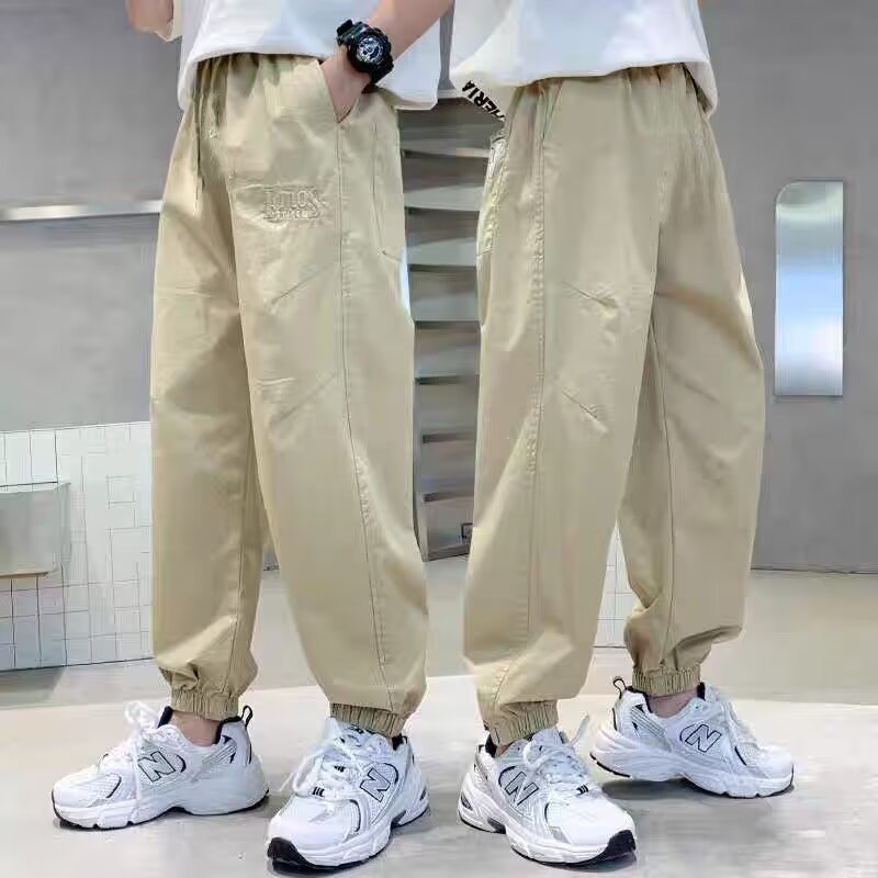 Cotton For Middle Big Thin Trousers Korean Style Handsome Anti Children's Pants