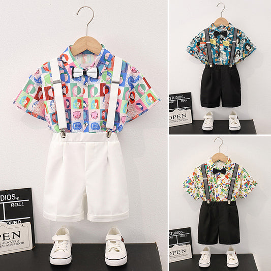 Children's Shirt Suspender Pants Leisure Vacation Wind Children's Suit