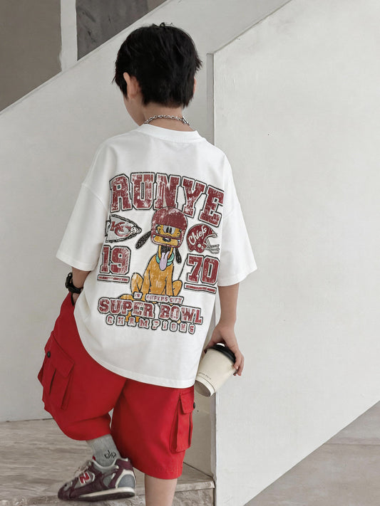 Boy's Short-sleeved Summer Wear Loose Top Boy Half Children's T-shirt