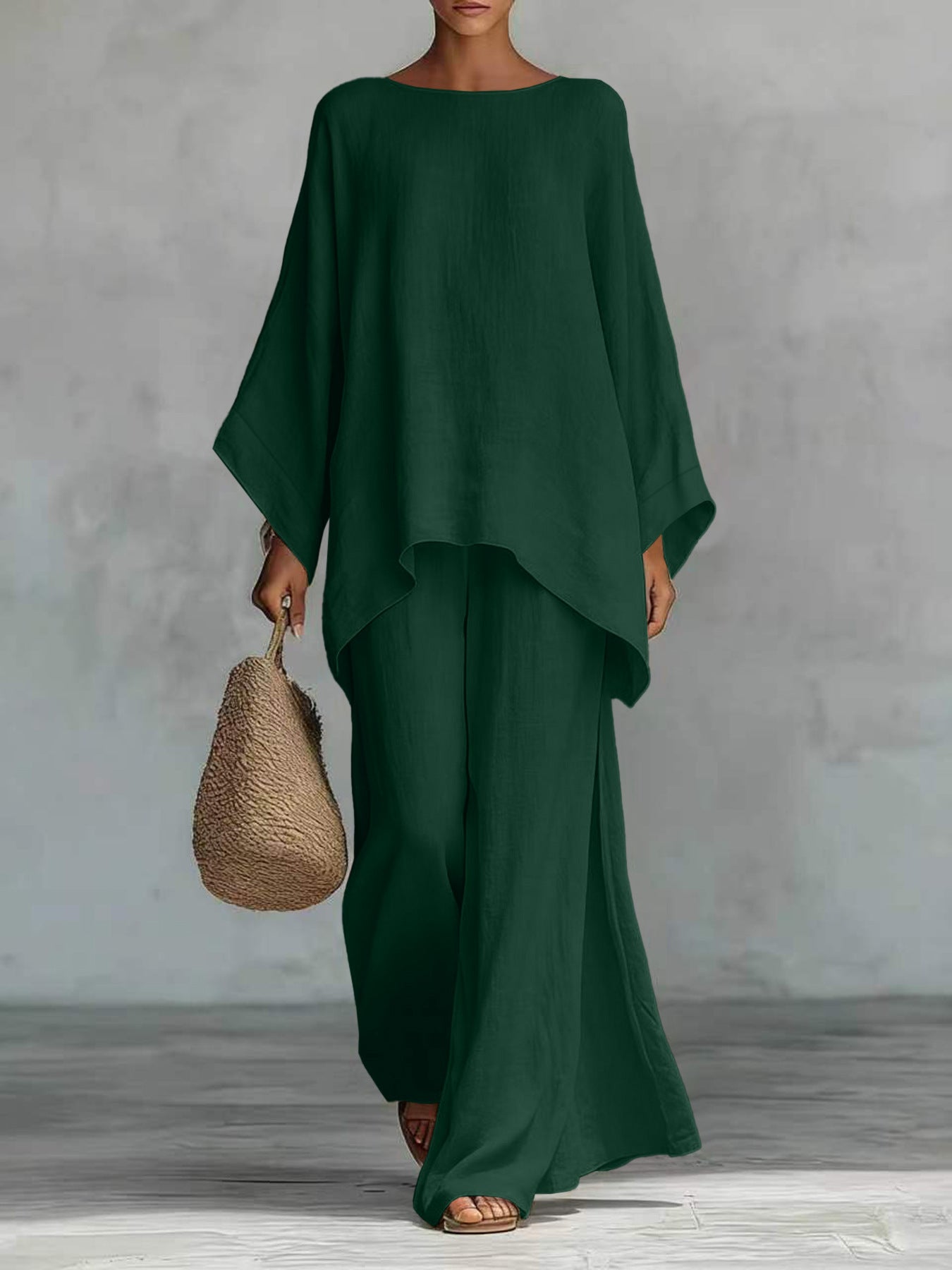Women's Simple Loose Old Money Style Linen Blended Fashion Casual Suit