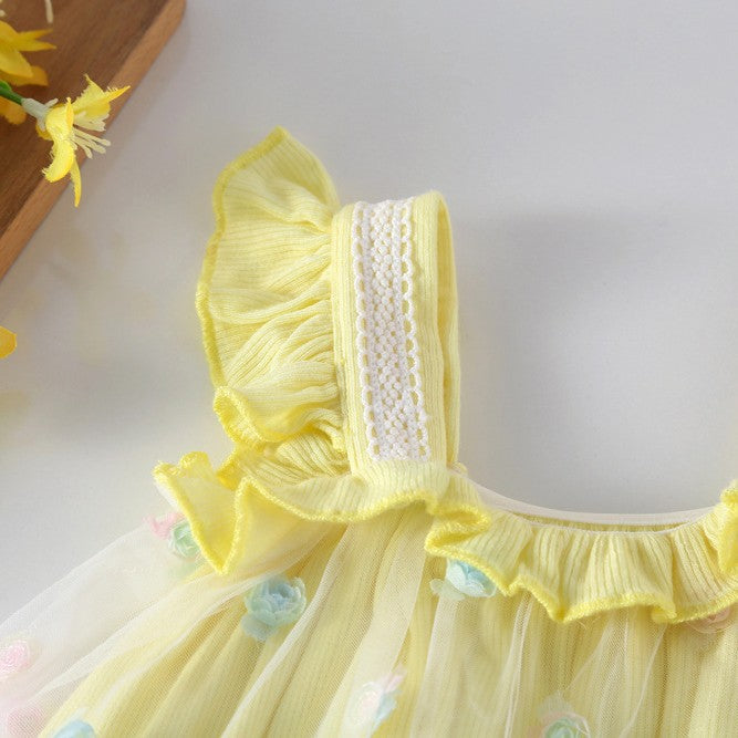 Summer Wear Princess Bloomer With Skirt Romper Sling Flower Jumpsuit, Climbing Suit
