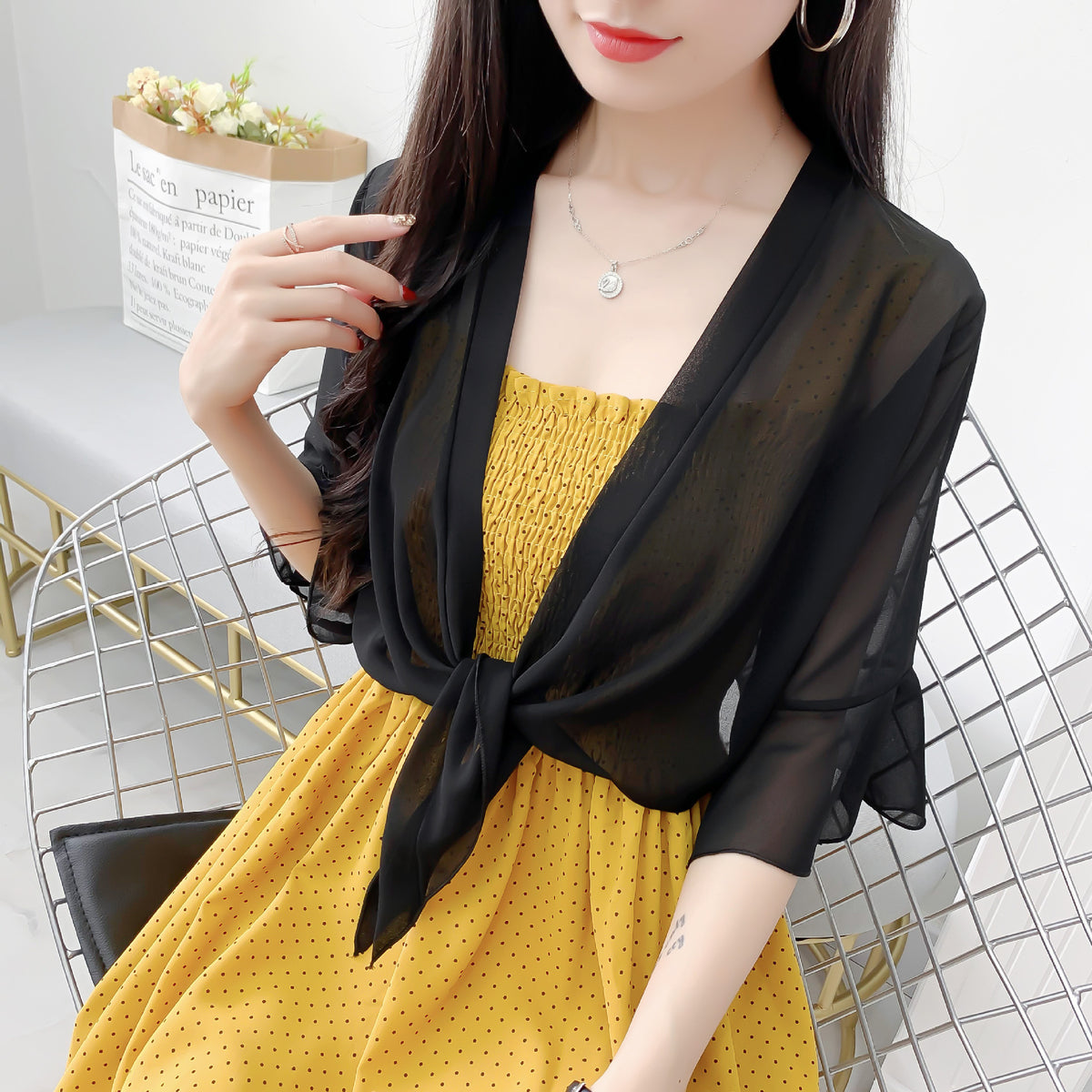 Women's Cape Small Sun Protection Tulle Sling Lace Shirt, Chiffon Shirt