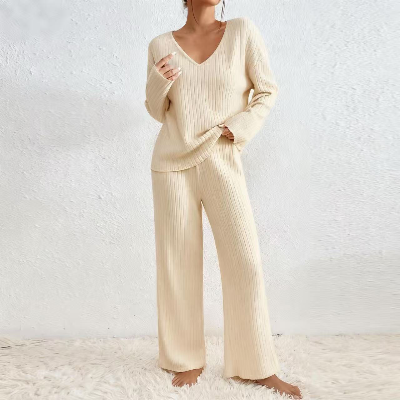 Women's Collar Loose Sunken Stripe Brushed Long Fashion Casual Suit