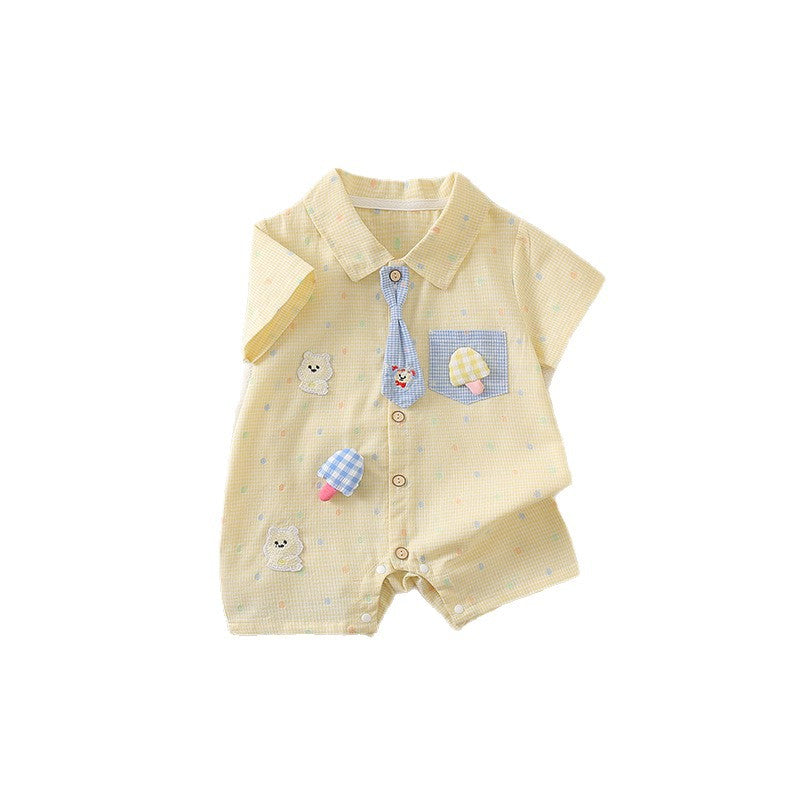 Summer Korean Style Romper Tie Bear Reverse Jumpsuit, Climbing Suit