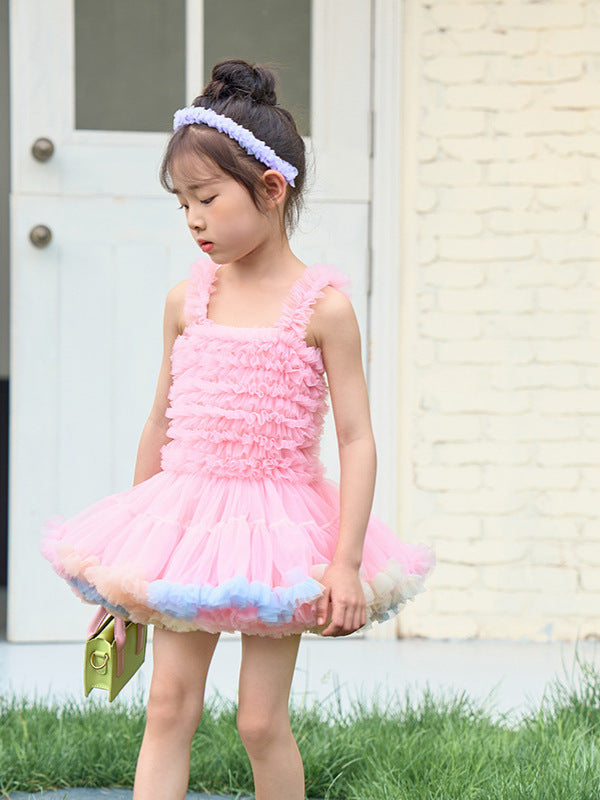 Children's Upgrade Super Fluffy Birthday Gifts One-piece Rainbow Children's Dress