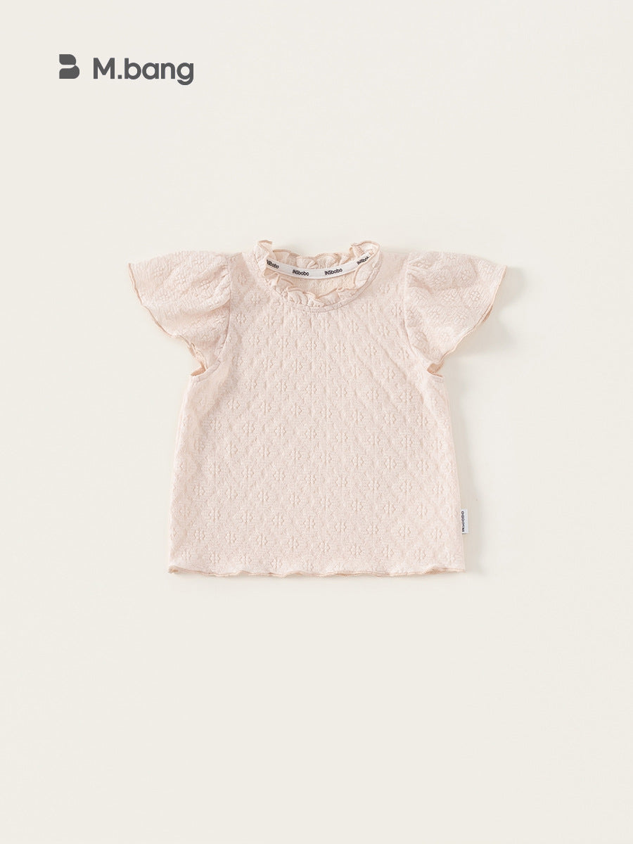 Children's Short-sleeved Summer Dress Western Style Wooden Ear Small Medium Children's T-shirt