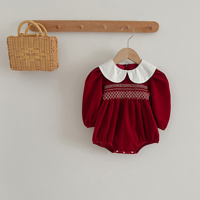 Collar Red Clothes For Babies Triangle Rompers Sisters Children's Dress
