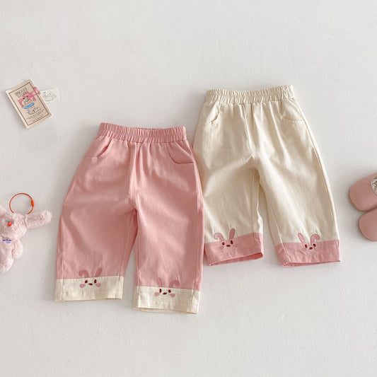 Children's Bunny Summer Korean Stitching Embroidered Thin Children's Pants