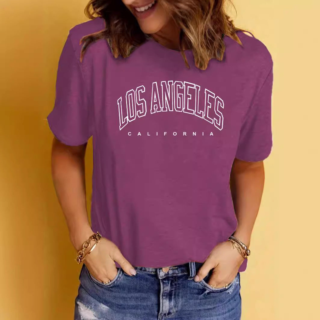 Women's Summer Printed Round Neck Sleeve Casual Women's T-shirt
