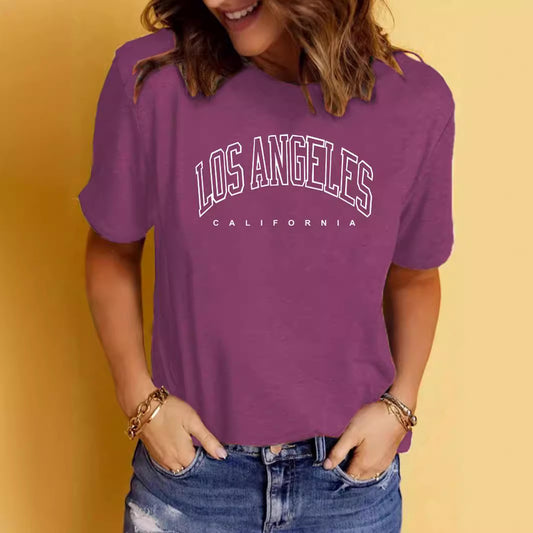 Women's Summer Printed Round Neck Sleeve Casual Women's T-shirt