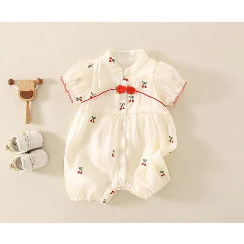 Infant Summer Cute National Fashion Cheongsam One-piece Romper Short Jumpsuit, Climbing Suit