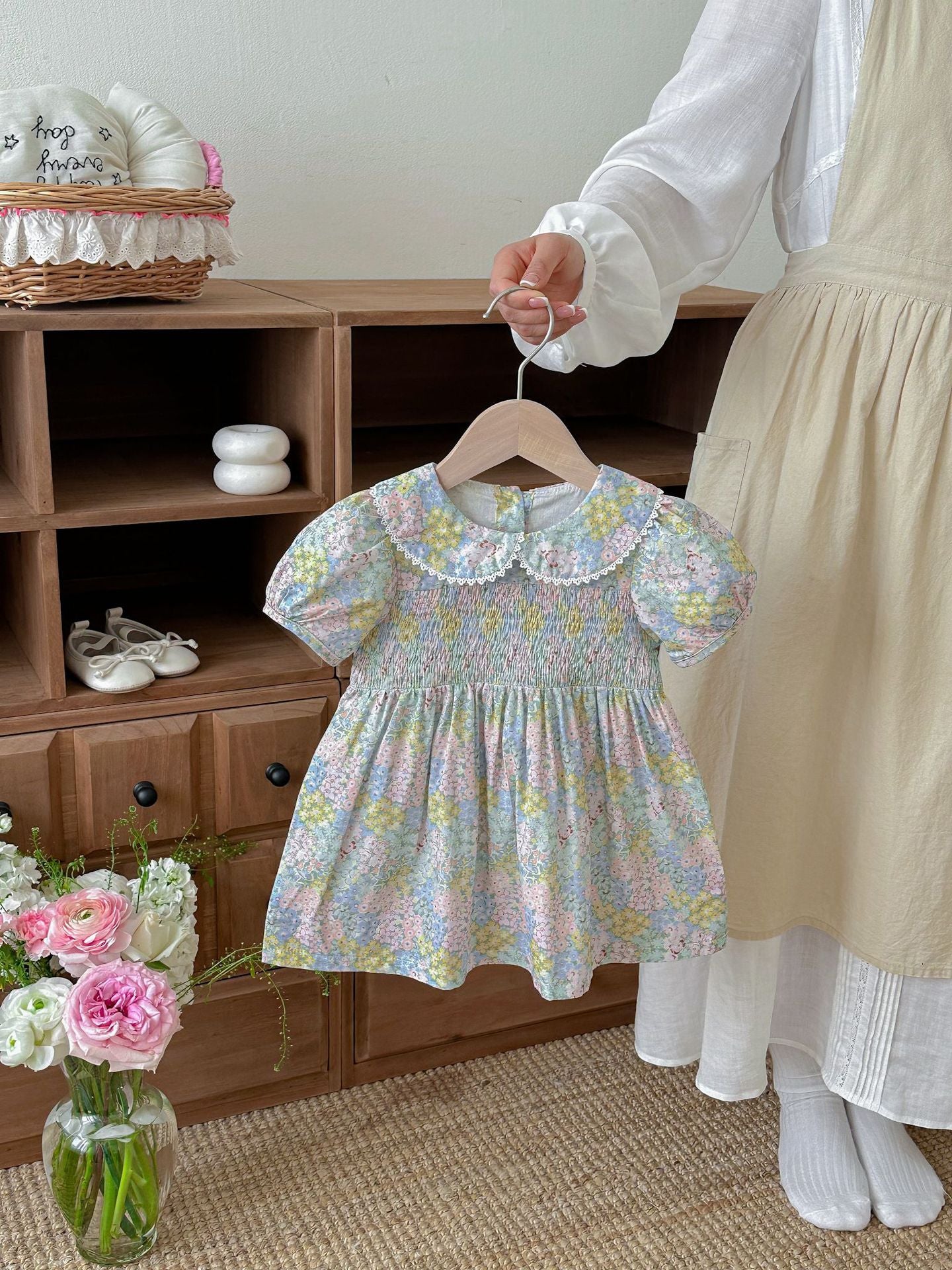 Korean Style Ruffled Floral Princess For Children's Dress