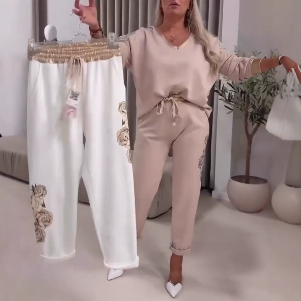 Women's Spring Long Sleeve Comfortable Sweatshirt Outfit Fashion Casual Suit