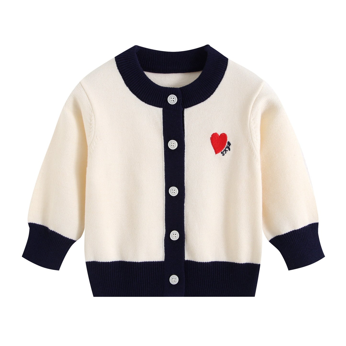 Style Knitting Love Contrast Color Coat Short Sleeve Children's Suit