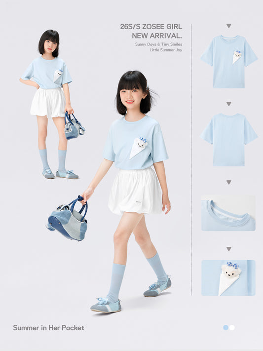 Children's Clothing Short-sleeved Summer Bear Half-sleeved Top Children's T-shirt