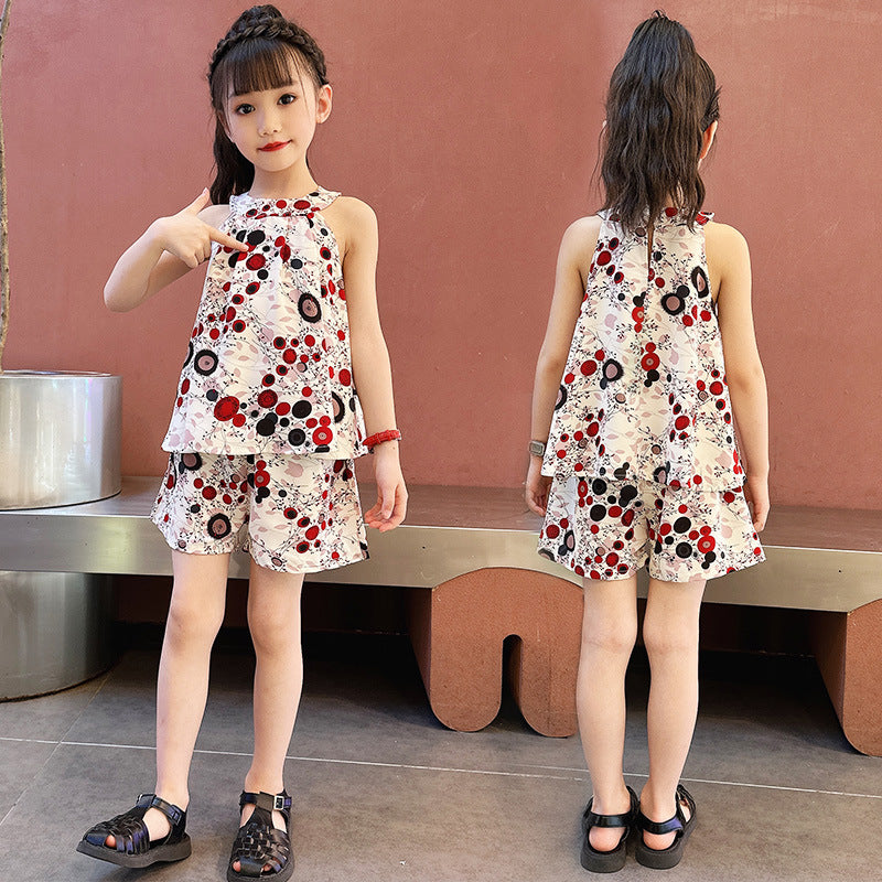 Children's Summer Fashionable Sleeveless Thin Type Chiffon Big Children's Suit