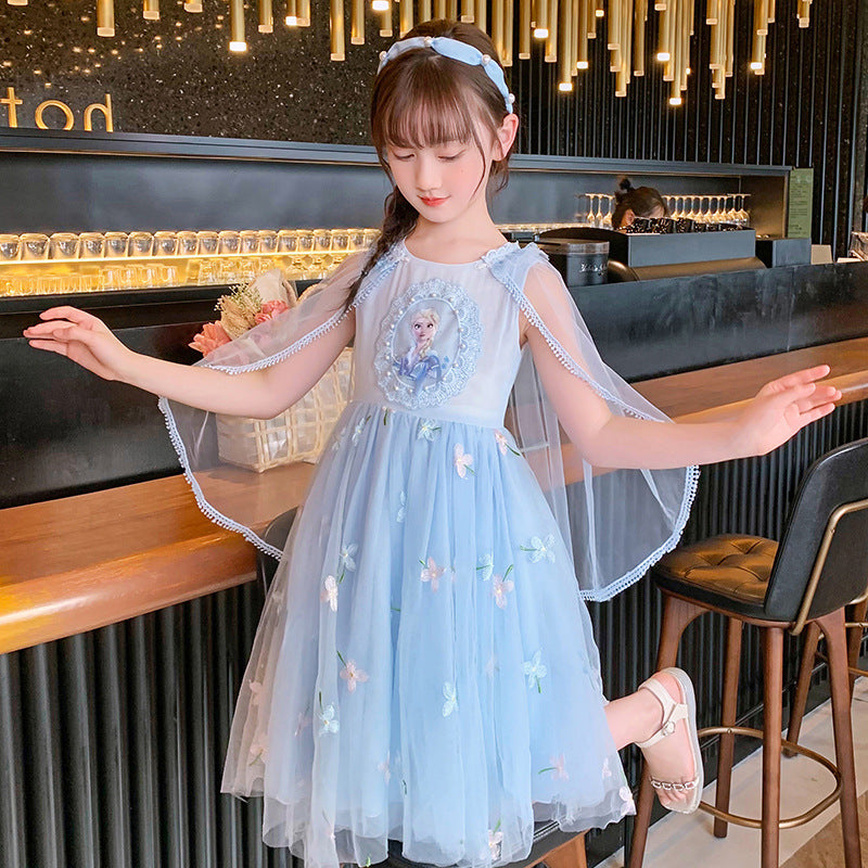 Children's Princess Elsa Summer Clothing Fashionable Gauze Skirt Little Children's Dress