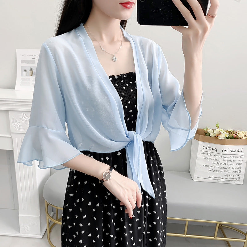 Women's Summer French Style Long Sleeve Sunscreen Outerwear Shawl Air Conditioner Clothing