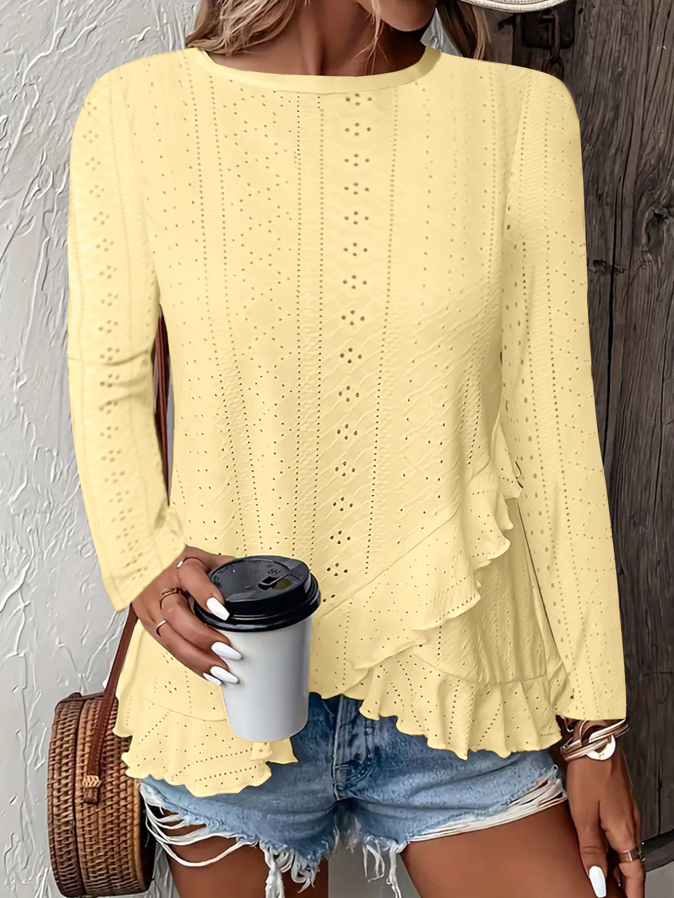 Women's Fashion Casual Solid Color Long Sleeve Women's T-shirt