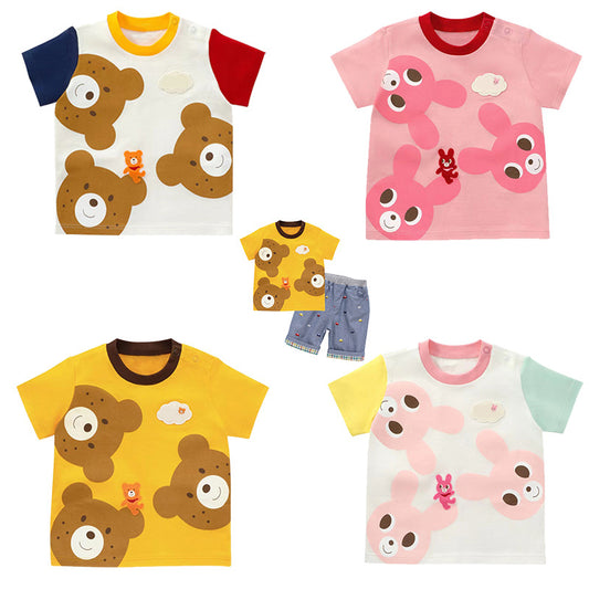 Children's Clothing Summer Cartoon Bear Rabbit Multicolor Printing Short-sleeved Children's T-shirt