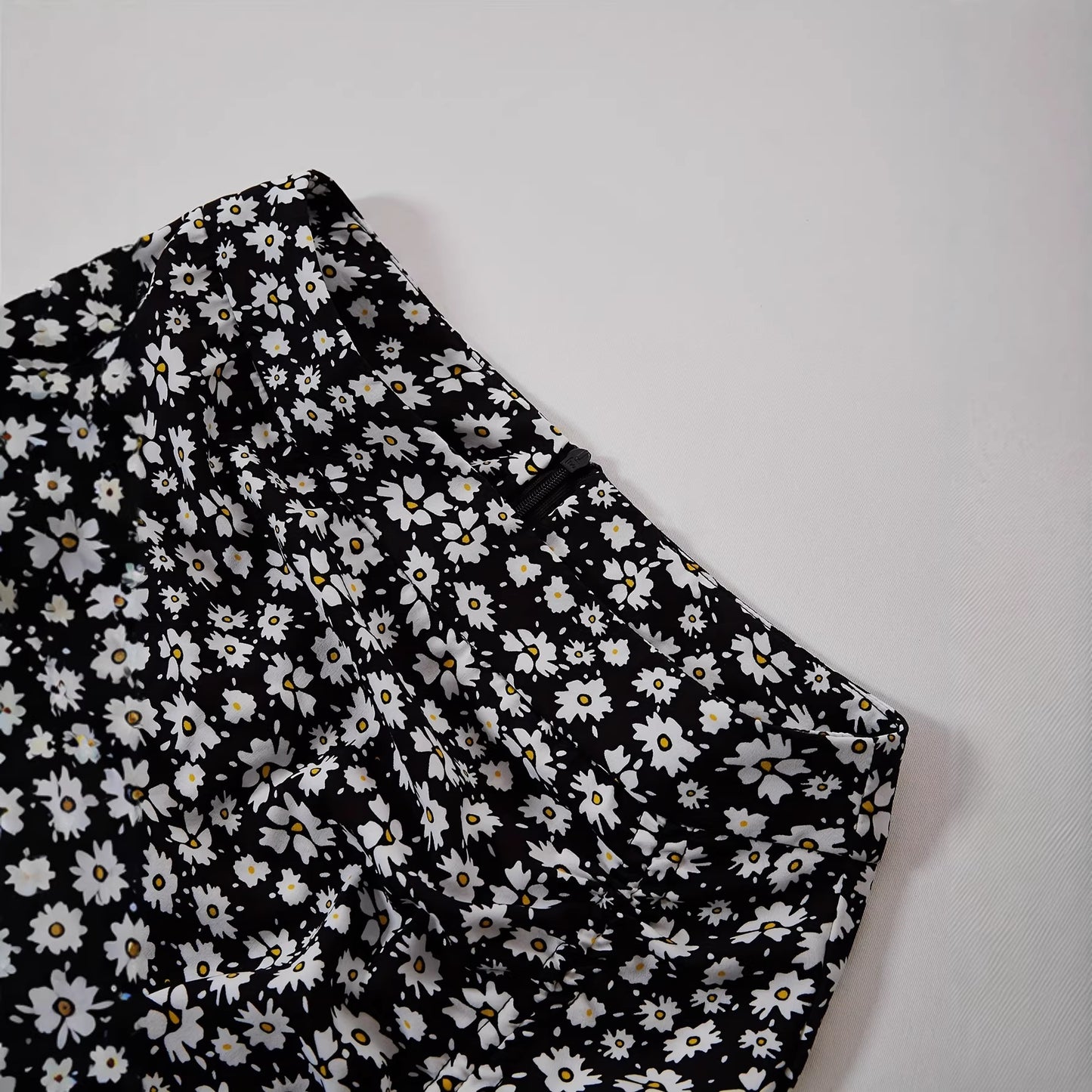 Women's Floral Print Drawstring Ruffle Slit Thigh Pastoral Style Mid-length Skirts