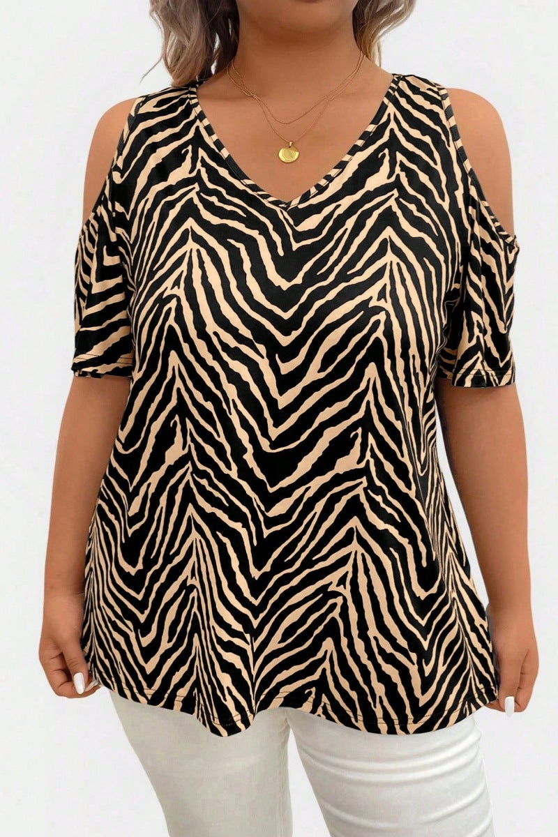 Women's Summer Shoulder Hollow Out Casual Comfortable Travel Large Size T-shirt