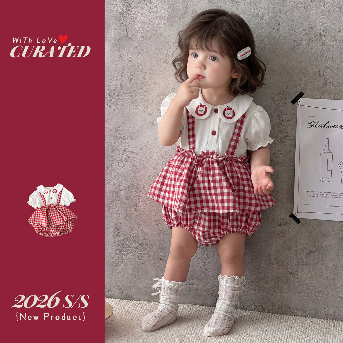Bloomer With Skirt Infant Rompers Little Romper Plaid Fake Two Jumpsuit, Climbing Suit