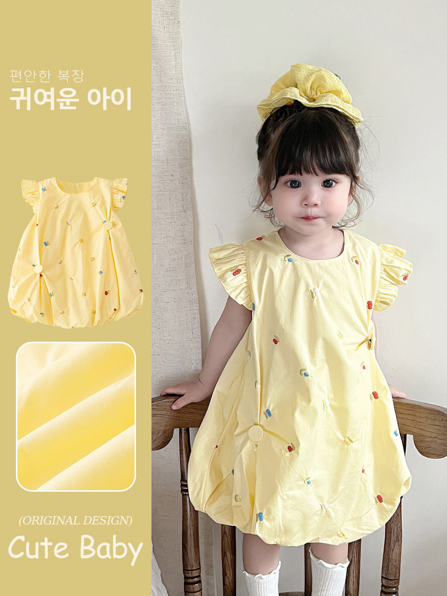 Flounced Sleeve Bud Skirt Style Princess Children's Dress
