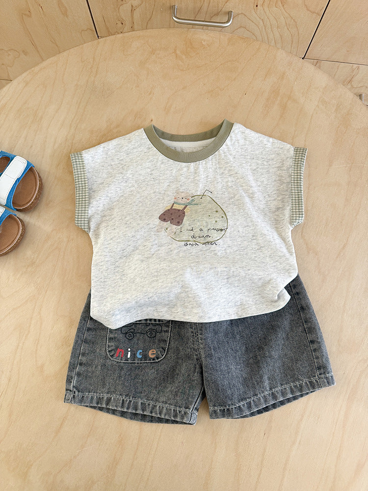 Cartoon Printed Sleeveless Summer Boy Korean Style Children's T-shirt