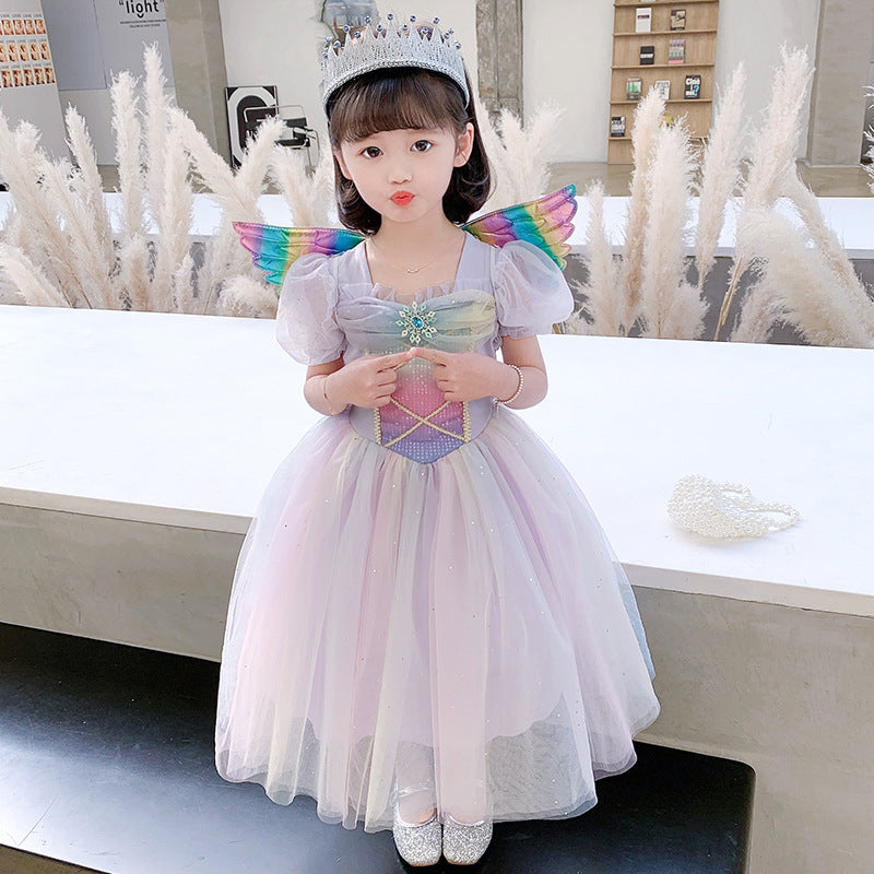 Children's Princess Clothing My Little Pony Western Style Rainbow Wings Thin Children's Dress